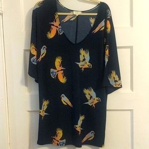 Bird pattern dolman minidress